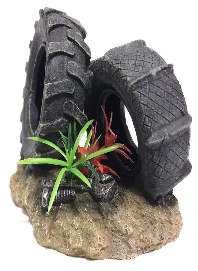 SLOCME Aquarium Tyre Decorations - Resin Material Tyre Decorations，Fish Tank Tyre Ornament Aquarium Environment Friendly Decorations - Image 5